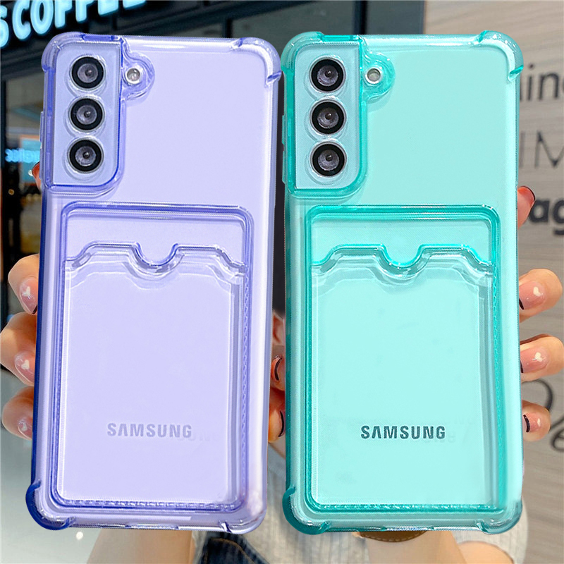 Clear Shockproof Bumper Case - Casing ponsel bening dompet tas kartu
