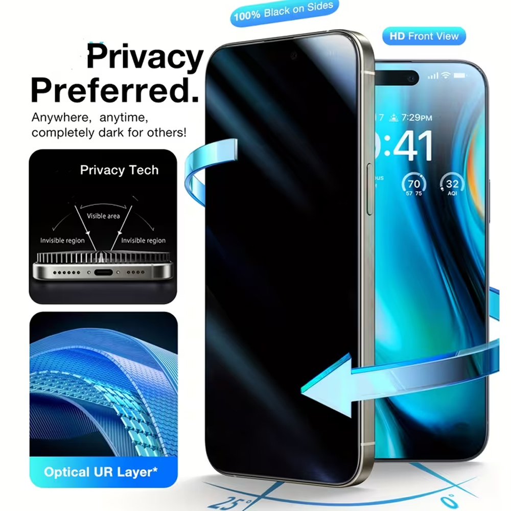 Anti Peek Privacy Tempered Glass - 1-5PCS Kaca Tempered Anti-Spy Privacy untuk