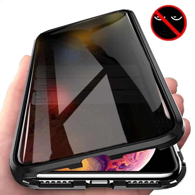 Anti Spy Privacy Glass Case - Casing Logam dengan Kaca Tempered Magnetik