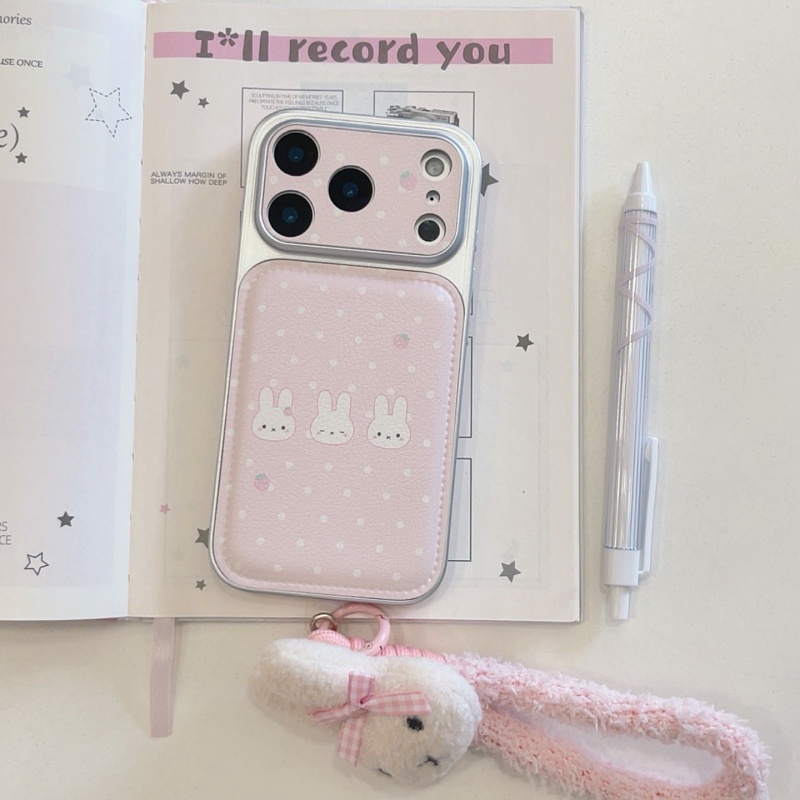 Cute Cartoon Wrist Strap Silicone Case - Casing Ponsel Kulit Motif Polkadot Kartun