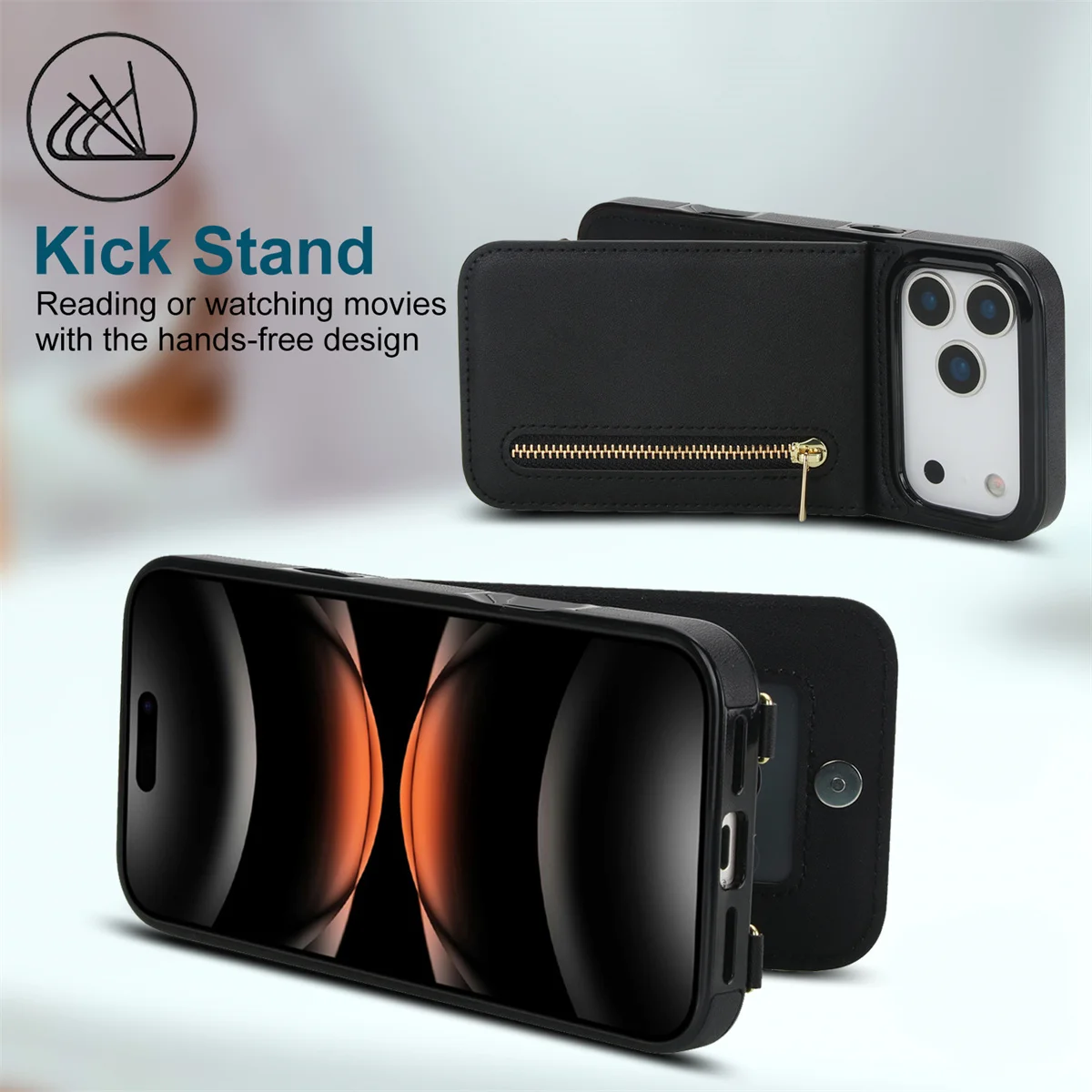 Dompet Kulit dengan Resleting  - Leather Wallet Card Holder Phone Cover ulasan dan harga