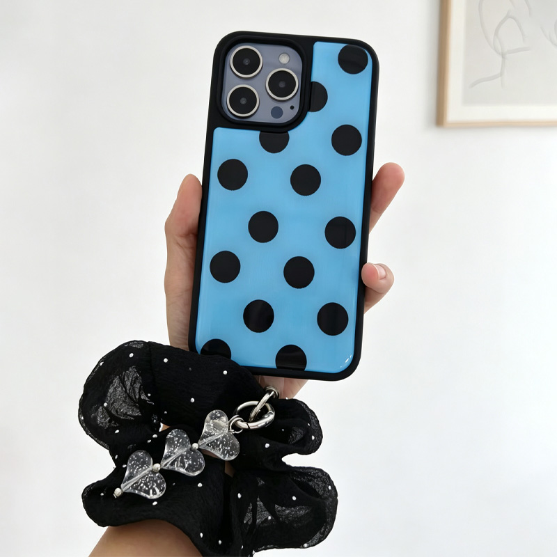 Casing Ponsel Polkadot Biru Hi - Clear Shockproof Bumper Case ulasan dan harga