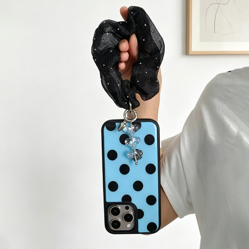 Casing Ponsel Polkadot Biru Hi - Clear Shockproof Bumper Case ulasan dan harga