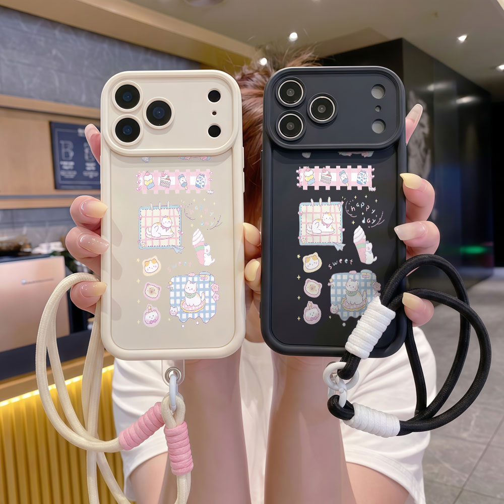 Casing Ponsel Tali Pergelangan - Cute Cartoon Wrist Strap Silicone Case ulasan dan harga